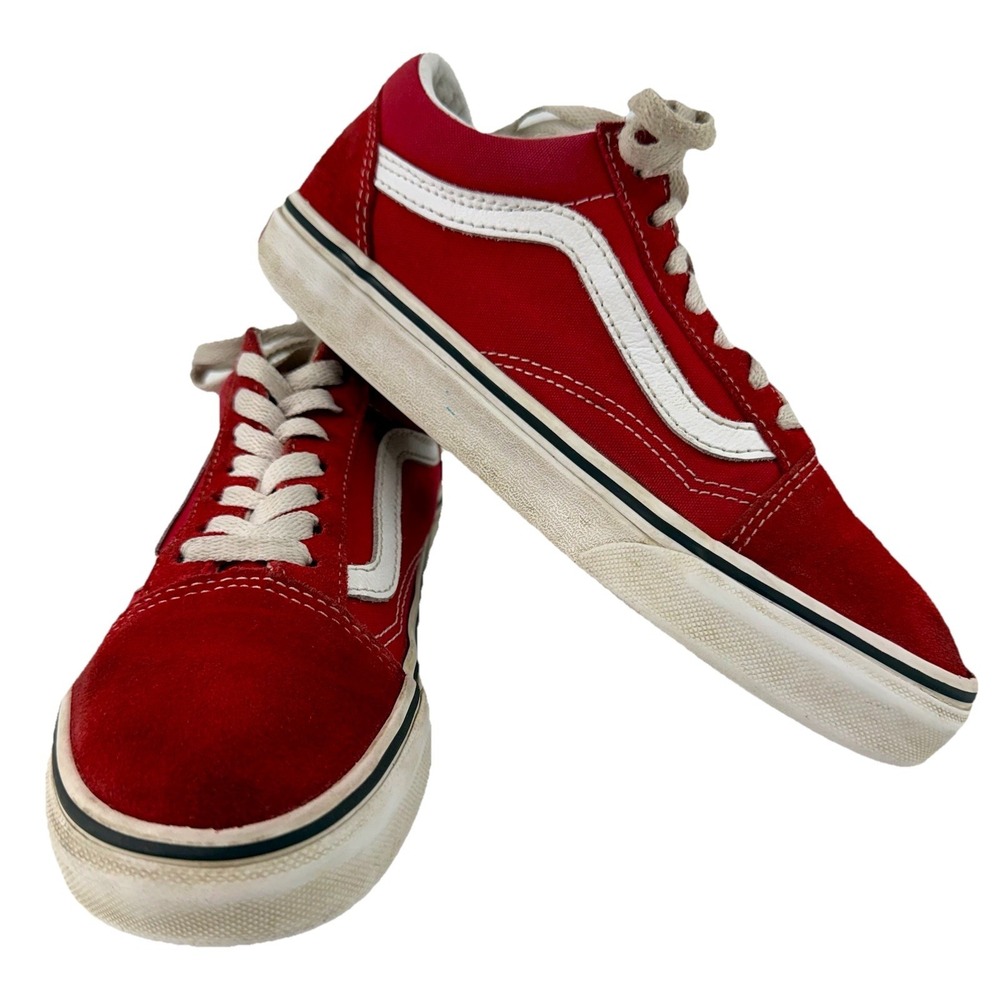 Vans Old Skool Red White Low Top Sneakers Men's 4.5 / Women's‎ 6